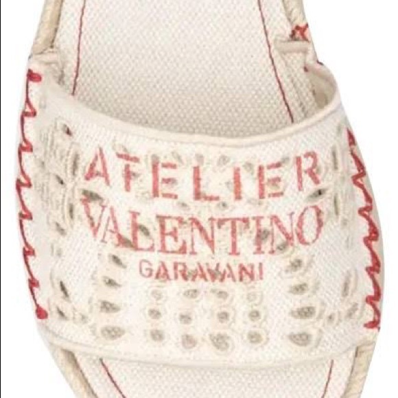 VALENTINO GARAVANI Atelier Eyelet Flat Espadrille Slide Sandals Natural NWT 39.5 - Picture 4 of 13